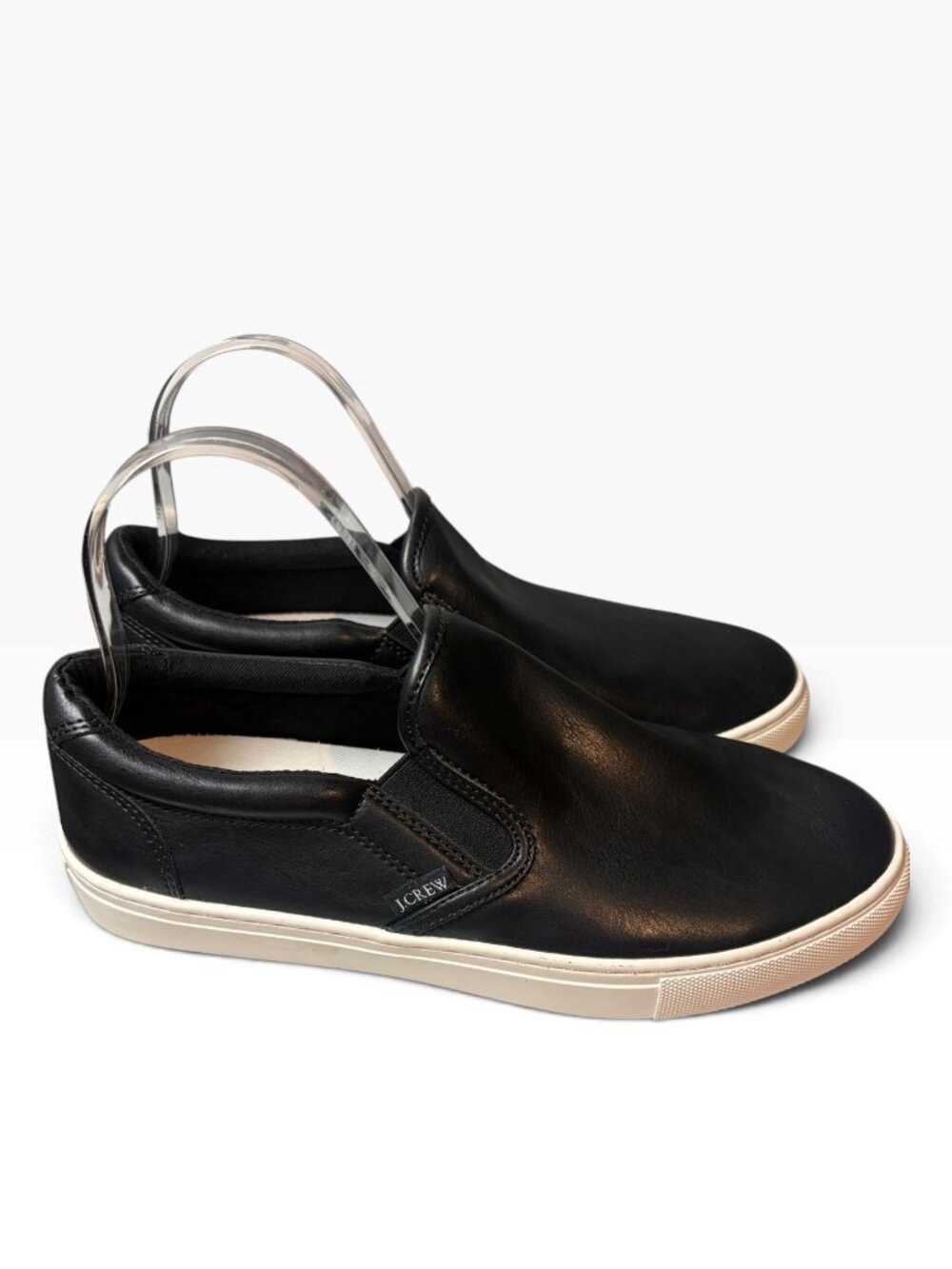 J Crew Women's Size 9 Slip On Black Faux Leather Shoe Causal Flat Everyday Basic